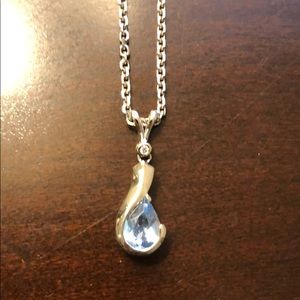 14k White Gold Aquamarine Necklace